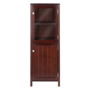 Winsome Wood Brooke 2-section Jelly Cupboard In Walnut - Elegant Farmhouse Storage For Kitchen & Dining Areas Walnut Solid ,Composite Wood 94401-winsome-wood