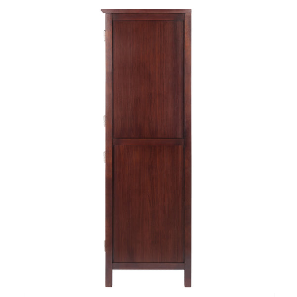 Winsome Wood Brooke 2-section Jelly Cupboard In Walnut - Elegant Farmhouse Storage For Kitchen & Dining Areas Walnut Solid ,Composite Wood 94401-winsome-wood