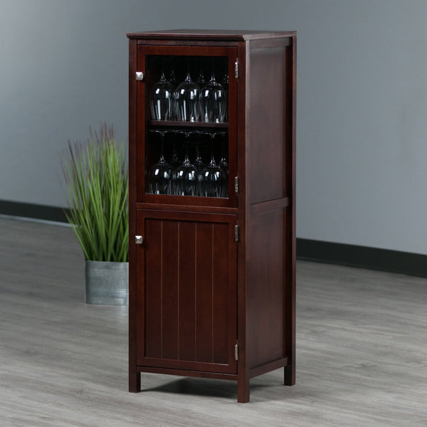 Winsome Wood Brooke 2-section Jelly Cupboard In Walnut - Elegant Farmhouse Storage For Kitchen & Dining Areas Walnut Solid ,Composite Wood 94401-winsome-wood