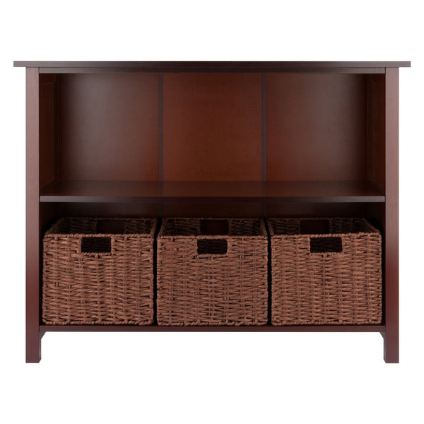 Winsome Wood Milan 4-piece Walnut Storage Shelf With 3 Stylish Foldable Baskets For Organized Living Spaces Walnut Solid ,Composite Wood 94408-winsome-wood
