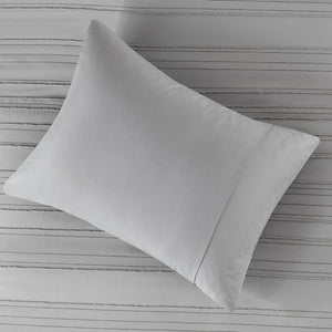 English Elm 4 Pcs Elegant Gray Cationic Dyed Clip Jacquard Comforter Set With Plush Throw Pillow For Comfort B035P319863