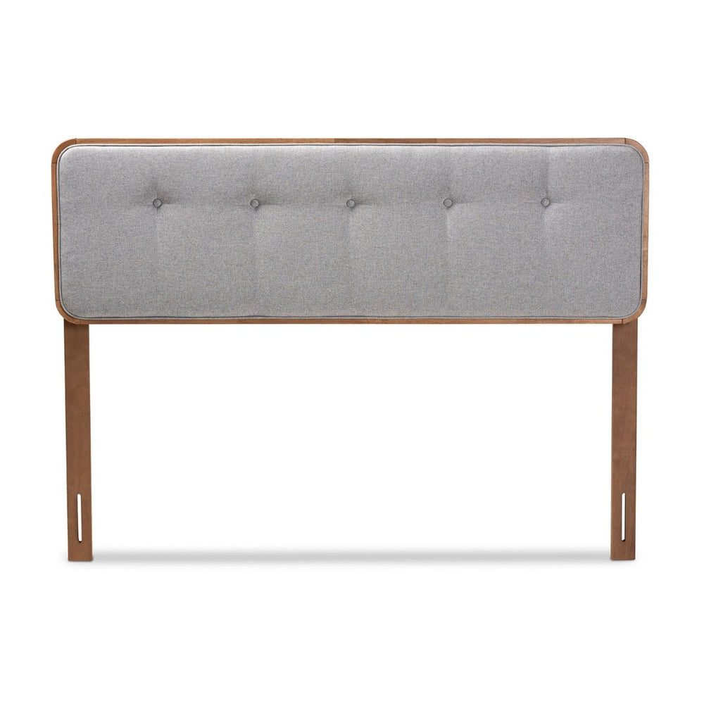 Baxton Studio Baxton Studio Palina Mid-Century Queen Headboard - Light Grey Upholstered Walnut Wood Design, Adjustable Height MG3000PC-Light Grey/Ash Walnut-HB-Queen