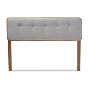 Baxton Studio Baxton Studio Palina Mid-Century Queen Headboard - Light Grey Upholstered Walnut Wood Design, Adjustable Height MG3000PC-Light Grey/Ash Walnut-HB-Queen