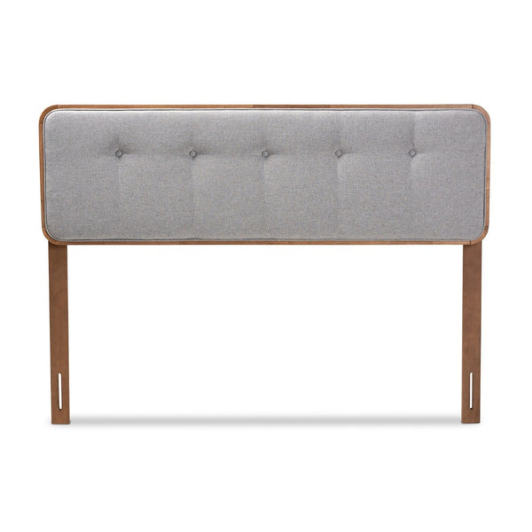 Baxton Studio Baxton Studio Palina Mid-Century Queen Headboard - Light Grey Upholstered Walnut Wood Design, Adjustable Height MG3000PC-Light Grey/Ash Walnut-HB-Queen
