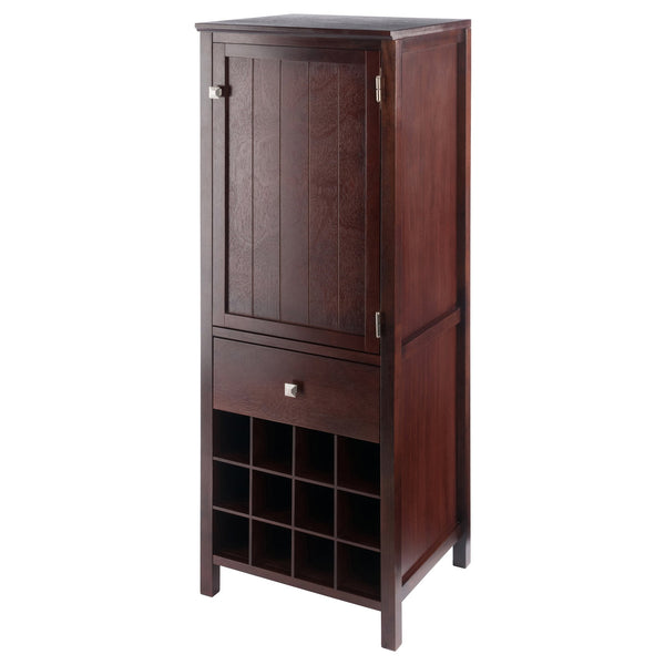 Winsome Wood Brooke 3-section Jelly Cupboard With Wine Storage - Rustic Walnut Finish, Ideal For Home Decor Walnut Solid ,Composite Wood 94412-winsome-wood