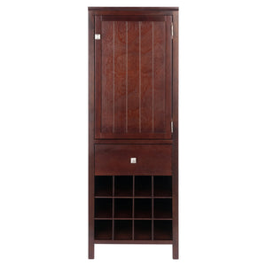 Winsome Wood Brooke 3-section Jelly Cupboard With Wine Storage - Rustic Walnut Finish, Ideal For Home Decor Walnut Solid ,Composite Wood 94412-winsome-wood