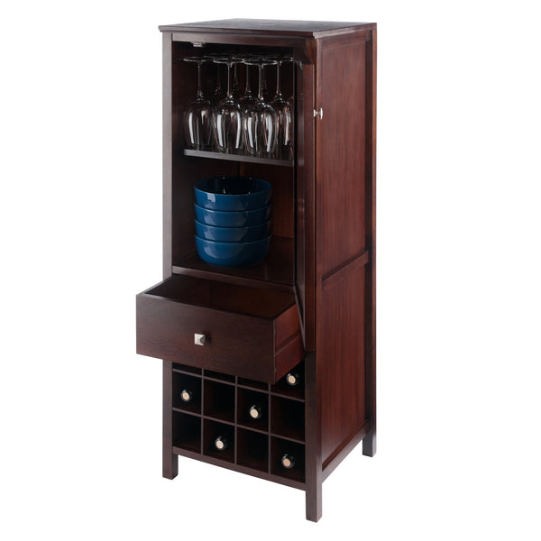 Winsome Wood Brooke 3-section Jelly Cupboard With Wine Storage - Rustic Walnut Finish, Ideal For Home Decor Walnut Solid ,Composite Wood 94412-winsome-wood