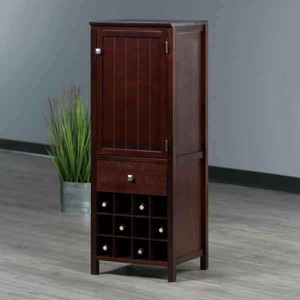 Winsome Wood Brooke 3-section Jelly Cupboard With Wine Storage - Rustic Walnut Finish, Ideal For Home Decor Walnut Solid ,Composite Wood 94412-winsome-wood