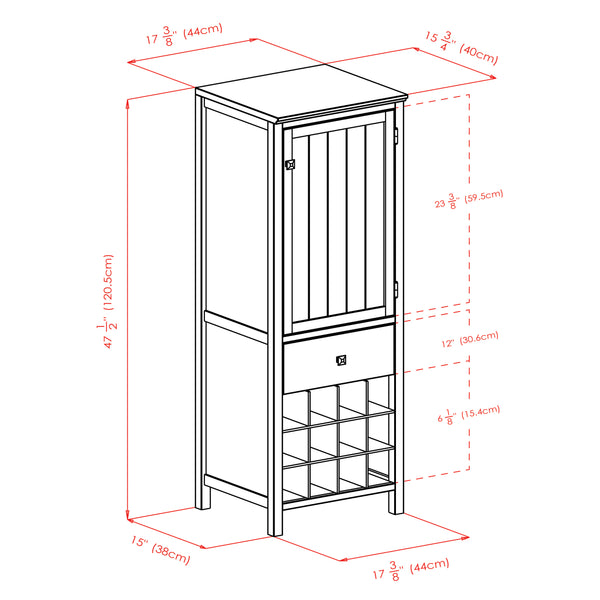 Winsome Wood Brooke 3-section Jelly Cupboard With Wine Storage - Rustic Walnut Finish, Ideal For Home Decor Walnut Solid ,Composite Wood 94412-winsome-wood