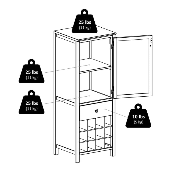 Winsome Wood Brooke 3-section Jelly Cupboard With Wine Storage - Rustic Walnut Finish, Ideal For Home Decor Walnut Solid ,Composite Wood 94412-winsome-wood