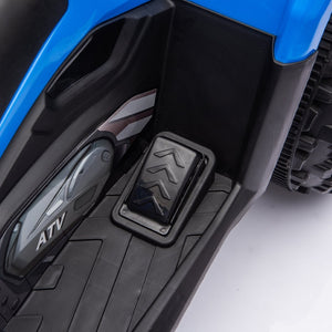 English Elm 24v Dual Motor Kids Atv Ride on with Led Lights Bluetooth Storage Racks Off Road Blue W1578P390449