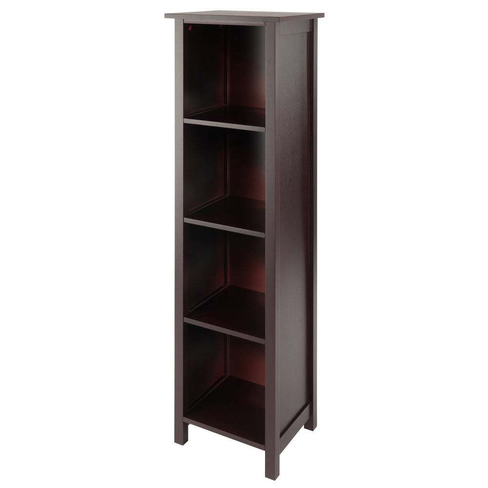 Winsome Wood Milan Tall Narrow 4-section Storage Shelf In Walnut – Stylish & Space-saving Bookcase For Any Room Walnut Solid ,Composite Wood 94416-winsome-wood