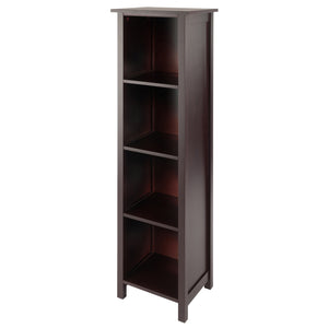 Winsome Wood Milan Tall Narrow 4-section Storage Shelf In Walnut – Stylish & Space-saving Bookcase For Any Room Walnut Solid ,Composite Wood 94416-winsome-wood