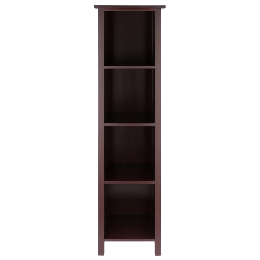 Winsome Wood Milan Tall Narrow 4-section Storage Shelf In Walnut – Stylish & Space-saving Bookcase For Any Room Walnut Solid ,Composite Wood 94416-winsome-wood