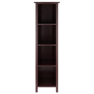 Winsome Wood Milan Tall Narrow 4-section Storage Shelf In Walnut – Stylish & Space-saving Bookcase For Any Room Walnut Solid ,Composite Wood 94416-winsome-wood