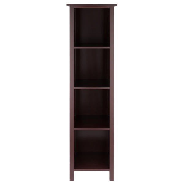 Winsome Wood Milan Tall Narrow 4-section Storage Shelf In Walnut – Stylish & Space-saving Bookcase For Any Room Walnut Solid ,Composite Wood 94416-winsome-wood
