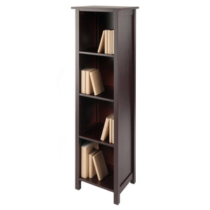 Winsome Wood Milan Tall Narrow 4-section Storage Shelf In Walnut – Stylish & Space-saving Bookcase For Any Room Walnut Solid ,Composite Wood 94416-winsome-wood