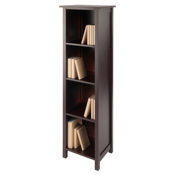 Winsome Wood Milan Tall Narrow 4-section Storage Shelf In Walnut – Stylish & Space-saving Bookcase For Any Room Walnut Solid ,Composite Wood 94416-winsome-wood