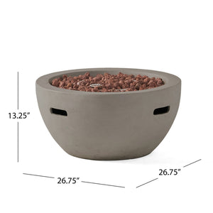 English Elm 27" Mgo Bowl Fire Pit 40000 Btu Propane Concrete Finish Outdoor Patio Focal Point N772P401888G
