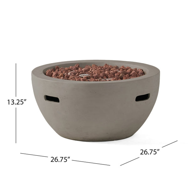 English Elm 27" Mgo Bowl Fire Pit 40000 Btu Propane Concrete Finish Outdoor Patio Focal Point N772P401888G