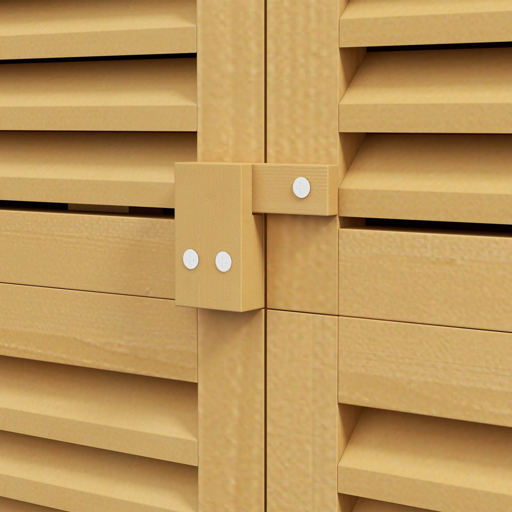 English Elm Outsunny Wooden Outdoor Storage Cabinet 5'x3' with Asphalt Roof, Lockable Double Doors, Yellow W2225P229109