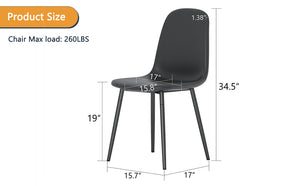 English Elm Modern Minimalist Black Dining Chairs Set of 6 — Waterproof PU Upholstered Spoon Seats, Sturdy Metal Legs, Non-Slip W1151P353621