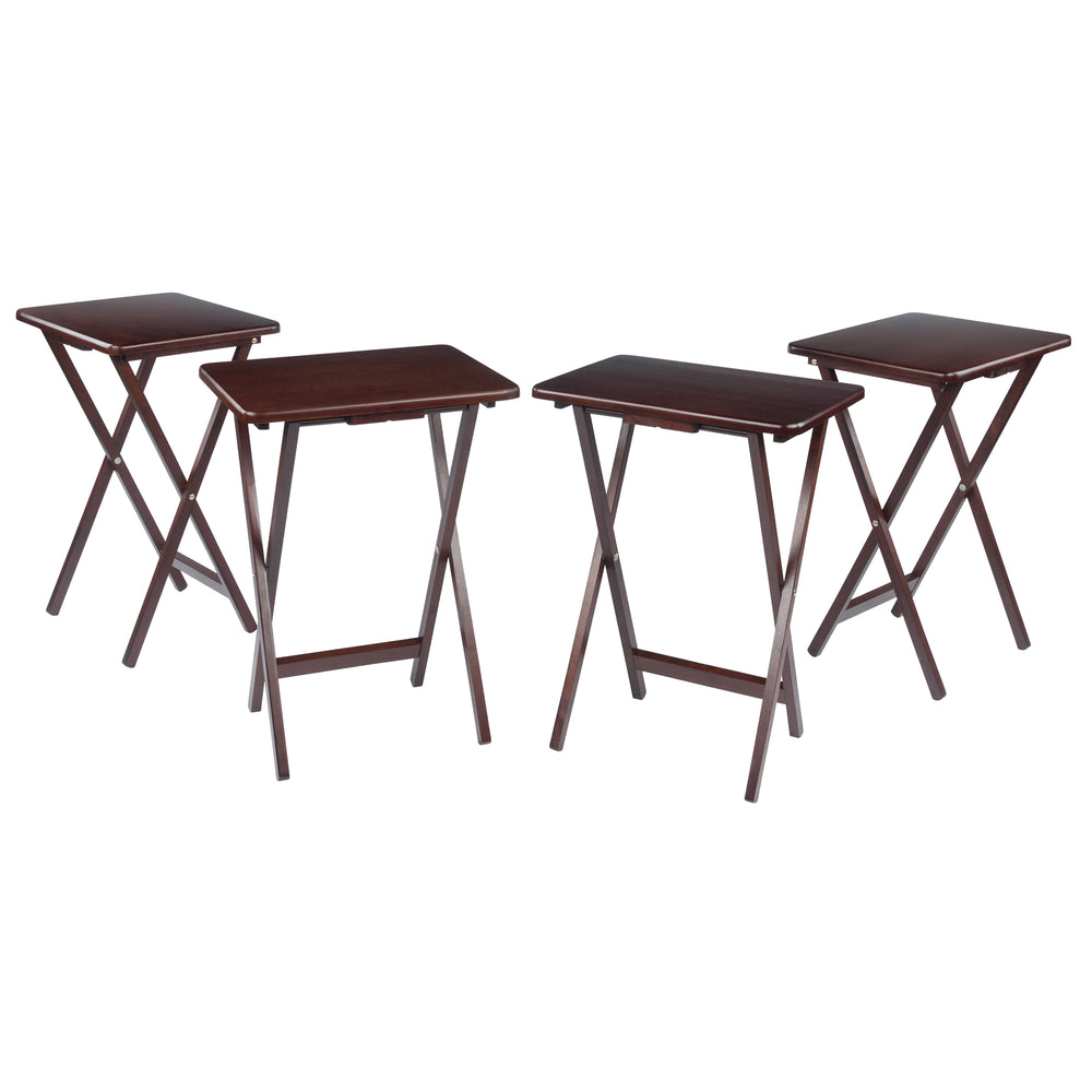 Winsome Wood Alex 4-piece Snack Table Set - Stylish Walnut Folding Tables For Easy Entertaining & Small Spaces Walnut Solid Wood 94419-winsome-wood