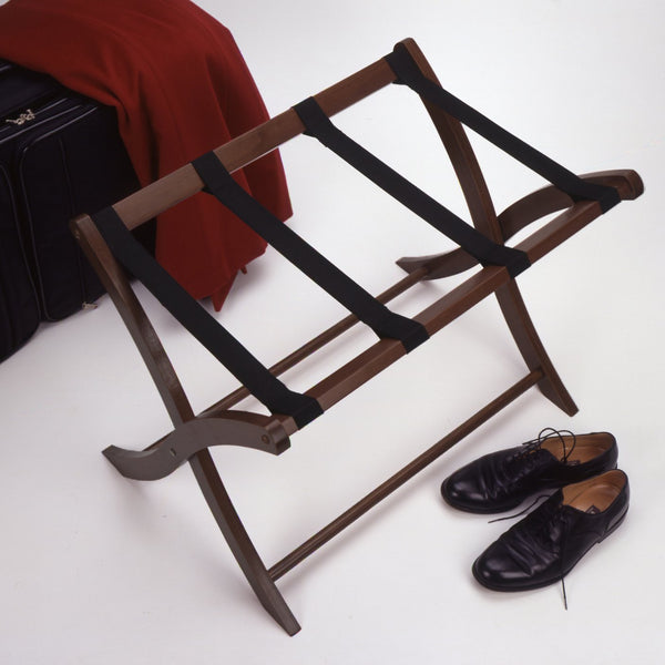 Winsome Wood Scarlett Luggage Rack - Elegant Walnut Design, Sturdy Wood Construction, No Assembly Required, 70lbs Capacity Walnut Solid Wood ,Nylon 94420-winsome-wood