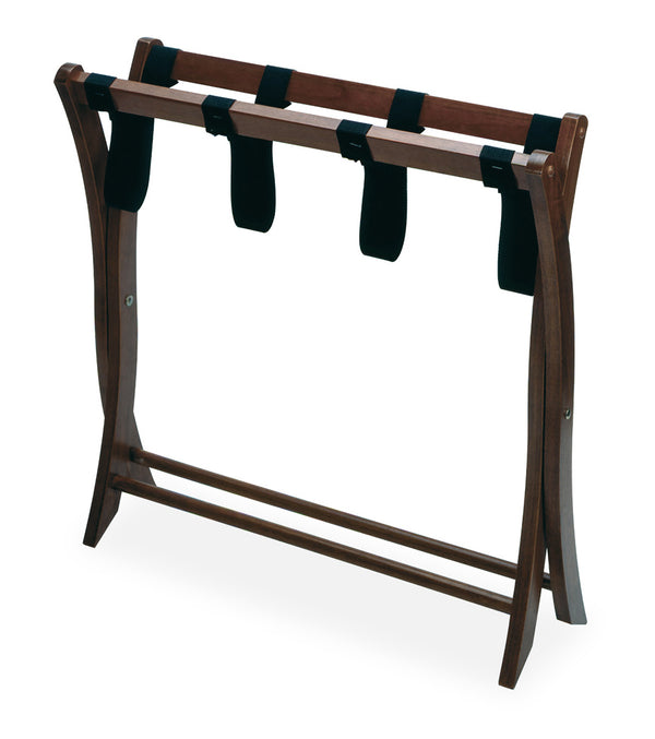 Winsome Wood Scarlett Luggage Rack - Elegant Walnut Design, Sturdy Wood Construction, No Assembly Required, 70lbs Capacity Walnut Solid Wood ,Nylon 94420-winsome-wood