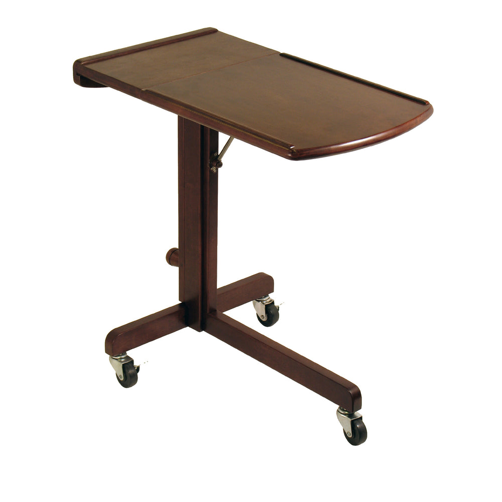 Winsome Wood Olson Adjustable Laptop Table Cart - Versatile Walnut Design On Wheels For Home Office & More! Walnut Solid Wood 94423-winsome-wood