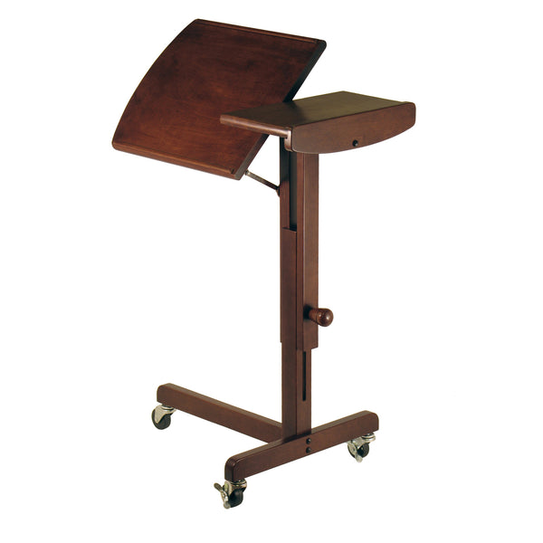Winsome Wood Olson Adjustable Laptop Table Cart - Versatile Walnut Design On Wheels For Home Office & More! Walnut Solid Wood 94423-winsome-wood