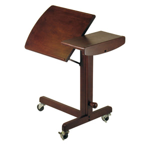 Winsome Wood Olson Adjustable Laptop Table Cart - Versatile Walnut Design On Wheels For Home Office & More! Walnut Solid Wood 94423-winsome-wood