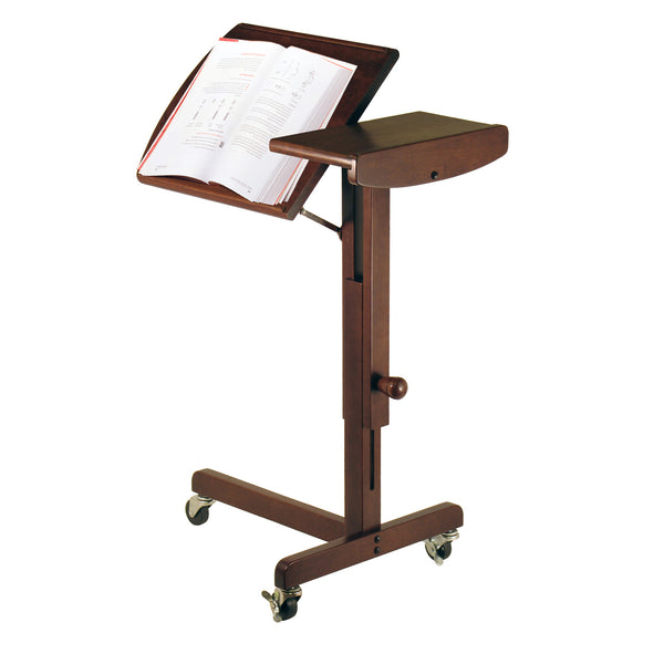 Winsome Wood Olson Adjustable Laptop Table Cart - Versatile Walnut Design On Wheels For Home Office & More! Walnut Solid Wood 94423-winsome-wood
