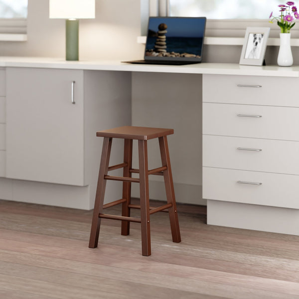 Winsome Wood Carrick Counter Stool In Rich Walnut Finish - Stylish & Sturdy 24" Height Bar Stool For Home Use Walnut Solid Wood 94426-winsome-wood