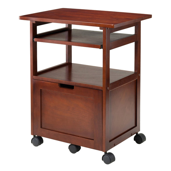 Winsome Wood Piper Work Station, Compact Walnut Desk With Mobility, Pullout Tray & Versatile Storage Solutions Walnut Solid ,Composite Wood 94427-winsome-wood
