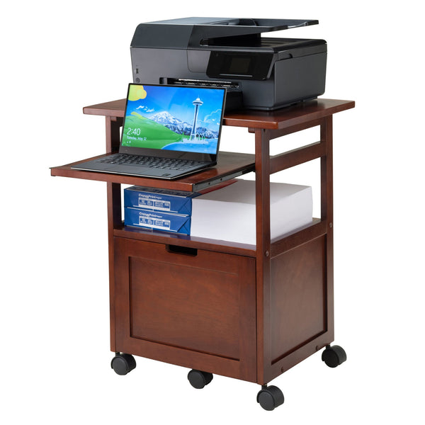 Winsome Wood Piper Work Station, Compact Walnut Desk With Mobility, Pullout Tray & Versatile Storage Solutions Walnut Solid ,Composite Wood 94427-winsome-wood