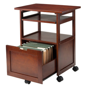 Winsome Wood Piper Work Station, Compact Walnut Desk With Mobility, Pullout Tray & Versatile Storage Solutions Walnut Solid ,Composite Wood 94427-winsome-wood