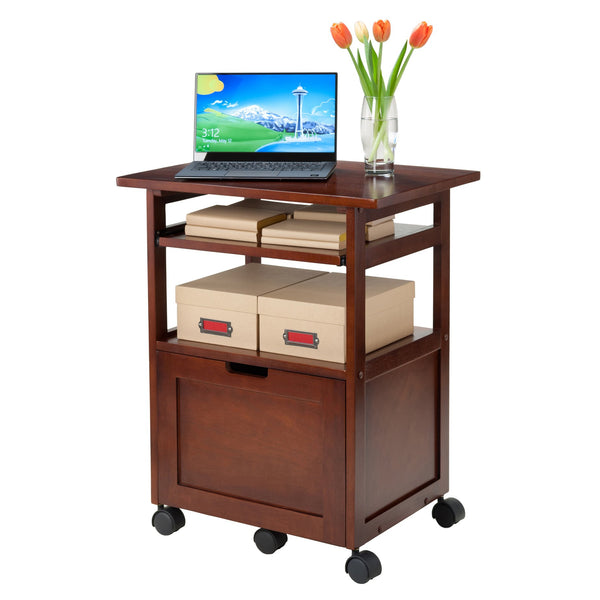Winsome Wood Piper Work Station, Compact Walnut Desk With Mobility, Pullout Tray & Versatile Storage Solutions Walnut Solid ,Composite Wood 94427-winsome-wood