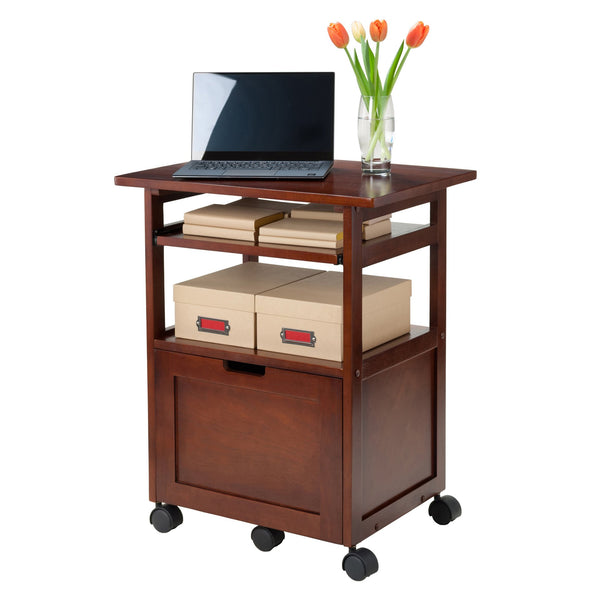 Winsome Wood Piper Work Station, Compact Walnut Desk With Mobility, Pullout Tray & Versatile Storage Solutions Walnut Solid ,Composite Wood 94427-winsome-wood