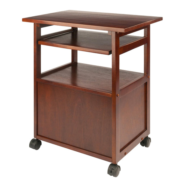 Winsome Wood Piper Work Station, Compact Walnut Desk With Mobility, Pullout Tray & Versatile Storage Solutions Walnut Solid ,Composite Wood 94427-winsome-wood