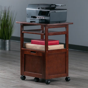 Winsome Wood Piper Work Station, Compact Walnut Desk With Mobility, Pullout Tray & Versatile Storage Solutions Walnut Solid ,Composite Wood 94427-winsome-wood
