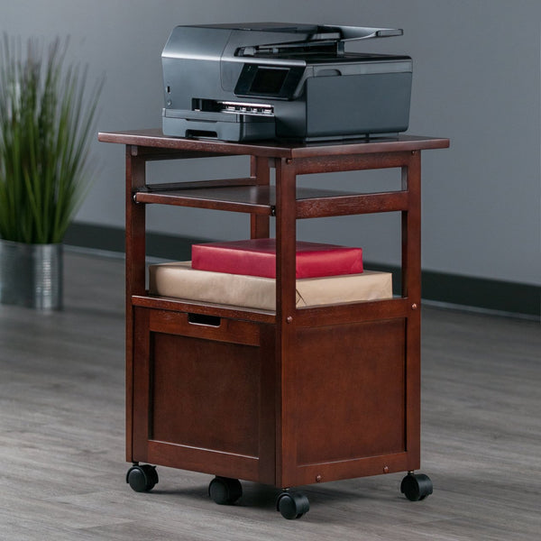 Winsome Wood Piper Work Station, Compact Walnut Desk With Mobility, Pullout Tray & Versatile Storage Solutions Walnut Solid ,Composite Wood 94427-winsome-wood
