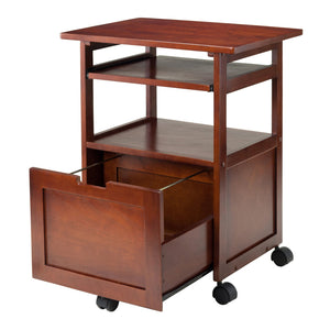 Winsome Wood Piper Work Station, Compact Walnut Desk With Mobility, Pullout Tray & Versatile Storage Solutions Walnut Solid ,Composite Wood 94427-winsome-wood