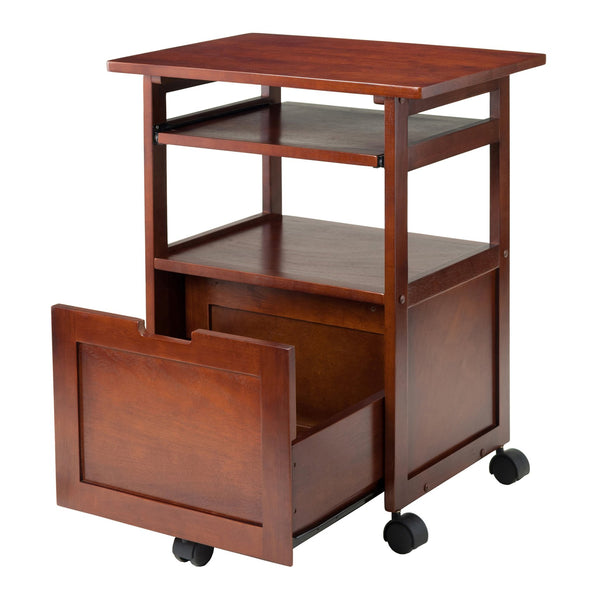 Winsome Wood Piper Work Station, Compact Walnut Desk With Mobility, Pullout Tray & Versatile Storage Solutions Walnut Solid ,Composite Wood 94427-winsome-wood