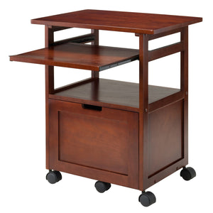 Winsome Wood Piper Work Station, Compact Walnut Desk With Mobility, Pullout Tray & Versatile Storage Solutions Walnut Solid ,Composite Wood 94427-winsome-wood