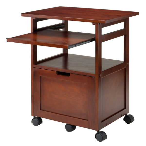 Winsome Wood Piper Work Station, Compact Walnut Desk With Mobility, Pullout Tray & Versatile Storage Solutions Walnut Solid ,Composite Wood 94427-winsome-wood