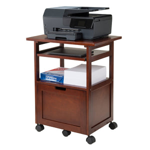 Winsome Wood Piper Work Station, Compact Walnut Desk With Mobility, Pullout Tray & Versatile Storage Solutions Walnut Solid ,Composite Wood 94427-winsome-wood