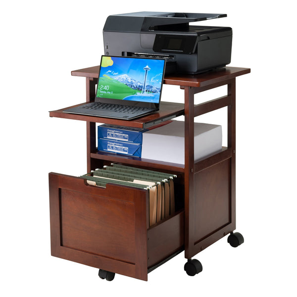 Winsome Wood Piper Work Station, Compact Walnut Desk With Mobility, Pullout Tray & Versatile Storage Solutions Walnut Solid ,Composite Wood 94427-winsome-wood