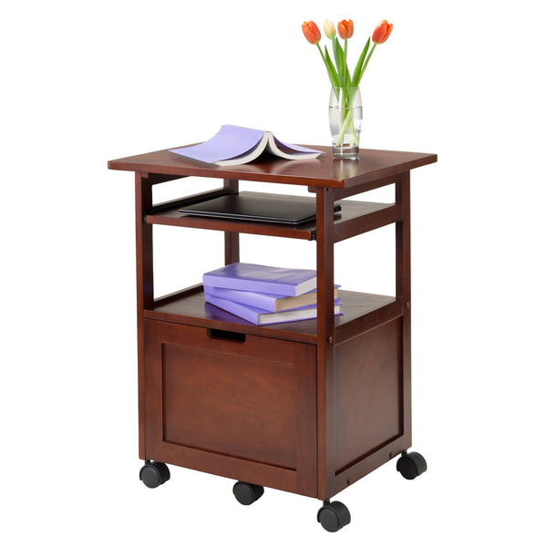 Winsome Wood Piper Work Station, Compact Walnut Desk With Mobility, Pullout Tray & Versatile Storage Solutions Walnut Solid ,Composite Wood 94427-winsome-wood