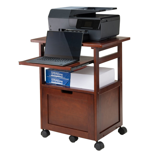 Winsome Wood Piper Work Station, Compact Walnut Desk With Mobility, Pullout Tray & Versatile Storage Solutions Walnut Solid ,Composite Wood 94427-winsome-wood